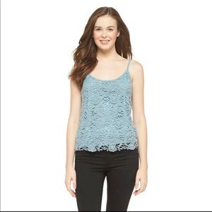 MOSSIMO Lace Detail Sky Blue Tank Top